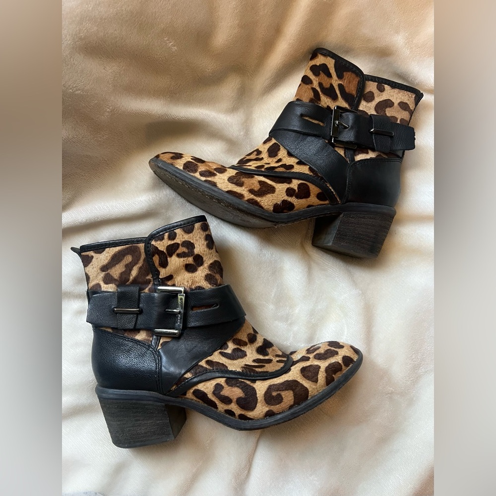 Donald Pliner Diem Leopard Pony Hair Ankle Boots